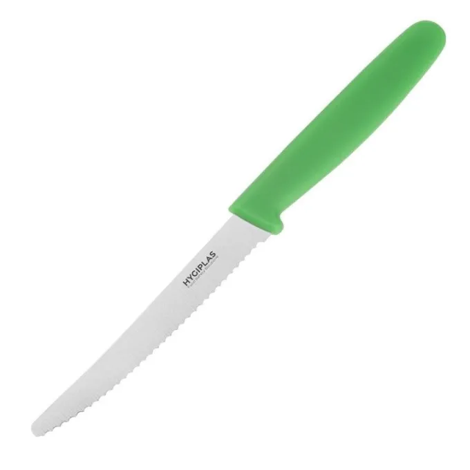 Couteau à Tomates Denté Professionnel Vert 100 mm - Hygiplas