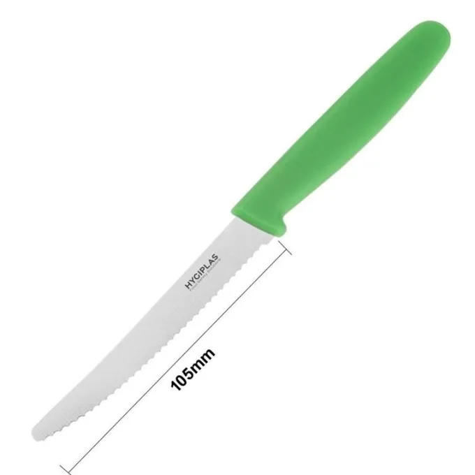 Couteau à Tomates Denté Professionnel Vert 100 mm - Hygiplas