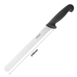 Couteau à Trancher Denté Noir 250 mm - Hygiplas