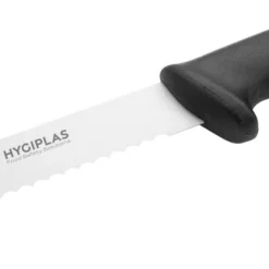 Couteau à Trancher Denté Noir 250 mm - Hygiplas