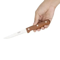Couteau à Viande 215 mm Lame Dentée Manche en Bois Lot de 12 Olympia