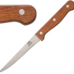 Couteau à Viande 215 mm Lame Dentée Manche en Bois Lot de 12 Olympia
