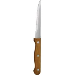 Couteau à Viande 215 mm Lame Dentée Manche en Bois Lot de 12 Olympia