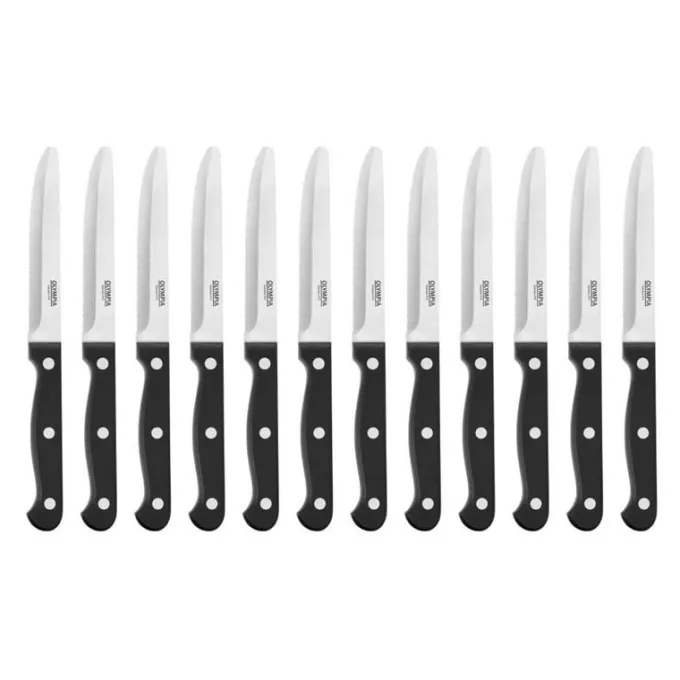 Couteaux à Steak Arrondi Noir Lot de 12 Olympia