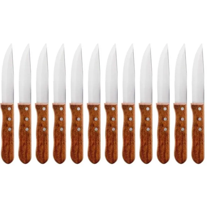 Couteaux à steak manche bois - Lot de 12 pièces - Jumbo