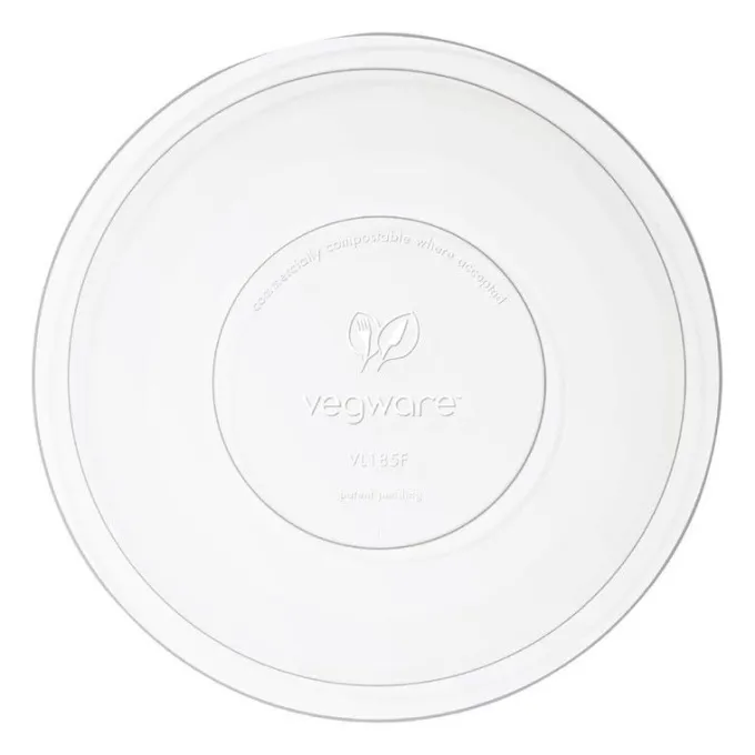 Couvercles Plats Compostables en PLA - Lot de 300 - Série 185 - Vegware