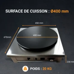 Crêpière Electrique 1 Plaque en Fonte Adhésive 400 mm - L2G