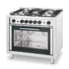 Cuisinière à gaz - 5 feux avec four électrique Kitchen Line Argent 230V/2900W - Hendi