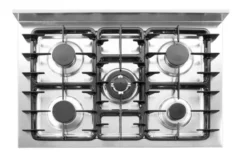 Cuisinière à gaz - 5 feux avec four électrique Kitchen Line Argent 230V/2900W - Hendi