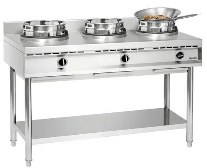 Cuisinière wok à gaz - 3 brûleurs x 11.5 kw - Bartscher
