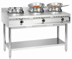 Cuisinière wok à gaz - 3 brûleurs x 11.5 kw - Bartscher