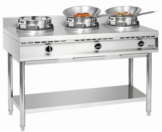 Cuisinière wok à gaz - 3 brûleurs x 11.5 kw - Bartscher
