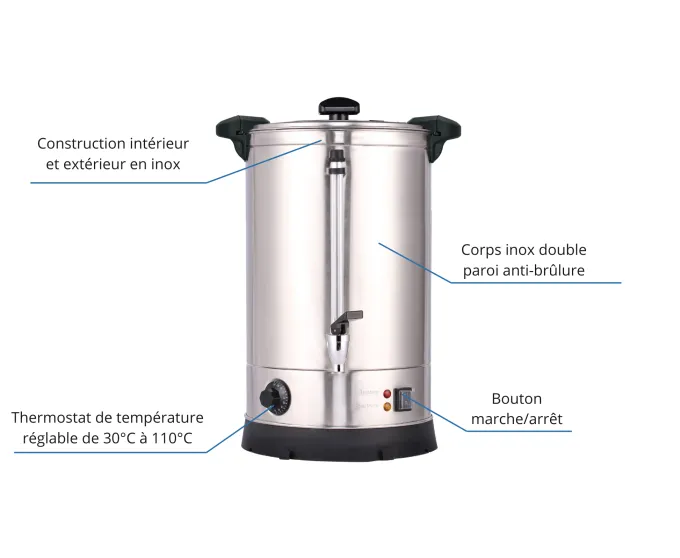 DISTRIBUTEUR EAU CHAUDE DOUBLE PAROI 10 LITRES - L2G