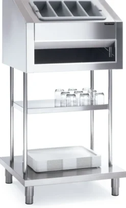Distributeur en Inox sur Piètement de Couverts, Plateaux et Trémie pour Pain - Distform