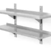 Double étagère murale réglable avec deux supports en acier 1200x300x(H)600 mm - Hendi