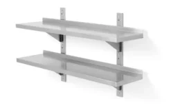 Double étagère murale réglable avec deux supports en acier 1200x300x(H)600 mm - Hendi