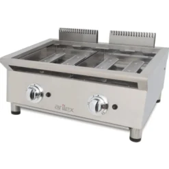 Ensemble de Cuisson Combiné FLEXI Série 600 - Meuble avec 2 Grilles et Frytop Chromé - Arilex
