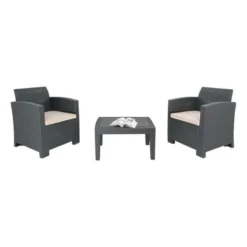 Ensemble Fauteuils et Table en Rotin Gris - Bolero