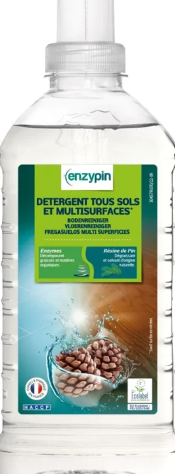 EnzyPin Détergent Sols & Surfaces Flacon de 1L - Lot de 4 Colis de 6 - Action Pin