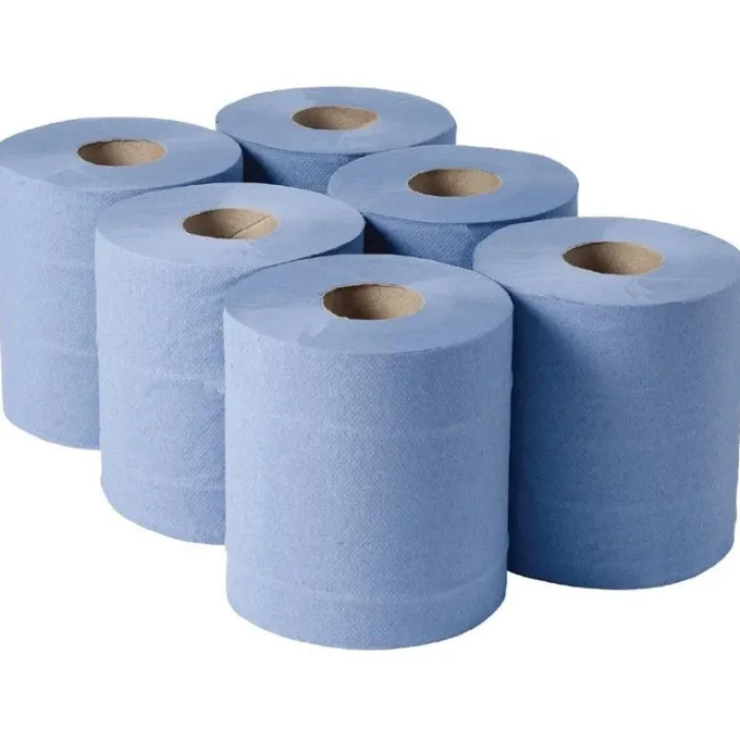 Essuie-Mains Bleu 2 Plis à Dévidage Central Contact Aimentaire - Lot de 6 - Jantex