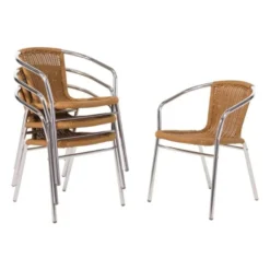 Fauteuil en Rotin et Aluminium Empilable - Lot de 4 - Bolero
