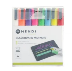 Feutres à craie 3 mm 1 blanc 1 rouge 1 bleu 1 vert 1 jaune 1 violet 1 orange et 1 rose - Hendi