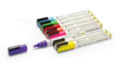 Feutres à craie 3 mm 1 blanc 1 rouge 1 bleu 1 vert 1 jaune 1 violet 1 orange et 1 rose - Hendi
