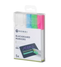 Feutres à craie 6 mm 1 rose 1 vert 1 bleu et 2 feutres blancs - Hendi