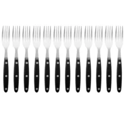 Fourchette à viande 200 mm manche noir Lot de 12 Olympia