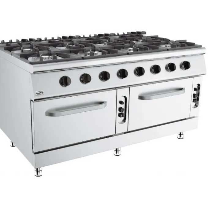 Fourneau Gaz 8 Brûleurs avec Four à Gaz 12 kW Gamme 900 - Combisteel
