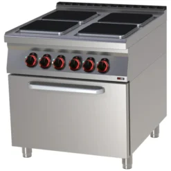 Fourneau électrique avec four à air chaud électrique GN 1/1 - 4x feu 400 V SPQT 90/80 11 E - Redfox