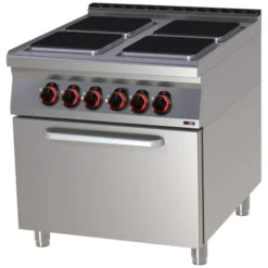 Fourneau électrique avec four électrique statique GN 2/1 - 4x feu 400 V SPQT 90/80 21 E - Redfox