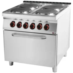 Fourneau électrique avec four électrique statique GN 2/1 - 4x feu 400 V SPT 90/80 21 E - Redfox