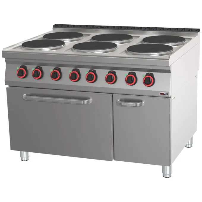 Fourneau électrique 6 feux avec four GN 2/1 SPT 90/120-21 E - Redfox