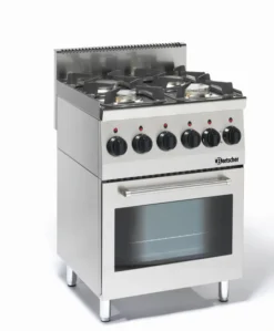 Fourneau sur four à gaz 4 feux vifs 19,0 kW - four électrique multifonction 2,2 kW - Bartscher
