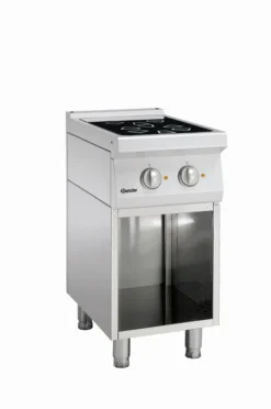Fourneau sur meuble vitrocéramique 2 zones radiantes - L400xP700xH850-900 - soubassement ouvert - Bartscher
