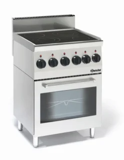 Fourneau vitrocéramique 4 zones radiantes 10,2 kW avec four électrique 2,2 kW - Bartscher