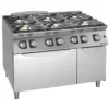 Fourneaux feux vifs gaz, 6 feux - 4 kW et 8 kW - four gaz et placard - Giorik
