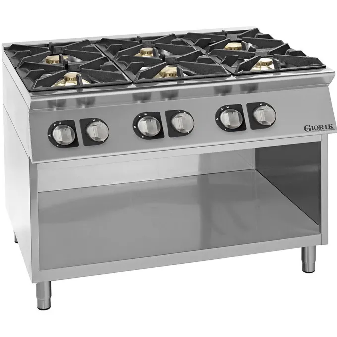 Fourneaux feux vifs gaz, 6 feux - 4 kW et 8 kW - Giorik