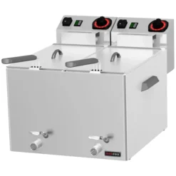 Friteuse électrique double pour les poissons 0,43 kW/l, 8+8 l TOP avec robinet de vidange 230 V FE 88 V - Redfox