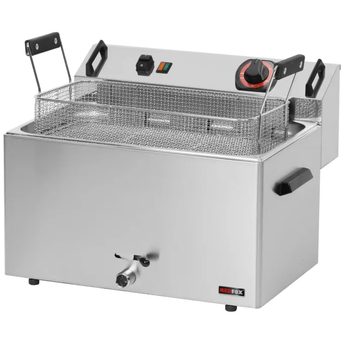 Friteuse électrique 0,56 kW/l, 16 l TOP avec robinet de vidange 400 V FE 30 T - Redfox