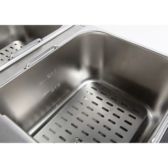 Friteuse Professionnelle Électrique - 2 x 6 L sans Robinet de Vidange - Combisteel