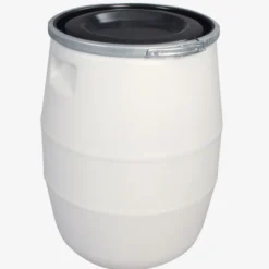 Fût 100 L + genouillère métal + couvercle - blanc - Gilac