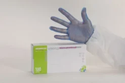 Gants vinyle bleu micro poudre taille XL - Lot de 4 Colis de 1000 - Mediprotec Promosac
