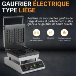 Gaufrier électrique gaufre type liège avec 2 empreintes - L2G