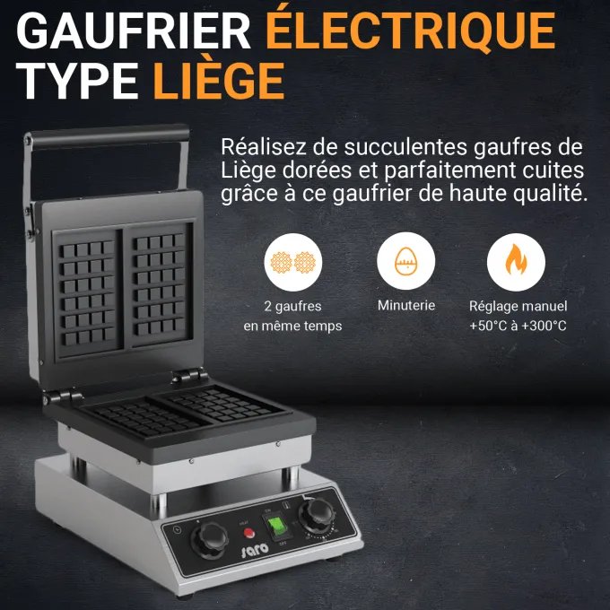 Gaufrier électrique gaufre type liège avec 2 empreintes - L2G