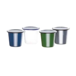 Gobelet en Acier Emaillé Gris et Noir 310 ml - Lot de 6 - Olympia