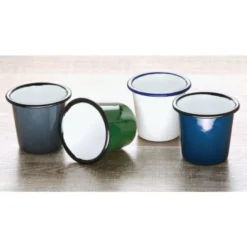 Gobelet en Acier Emaillé Gris et Noir 310 ml - Lot de 6 - Olympia