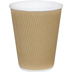 Gobelet paroi isolante ondulée marron clair 340 ml - Fiesta - Lot de 25