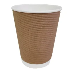 Gobelet paroi isolante ondulée marron clair 340 ml - Fiesta - Lot de 25